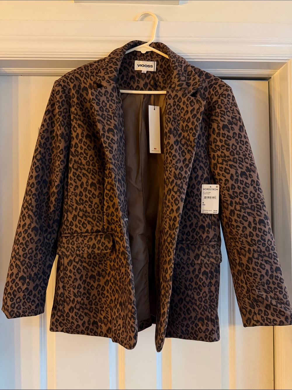 NWT Vigoss Leopard Print Blazer in Brown and Black